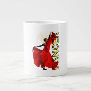 Woman ion red dress dancing large coffee mug