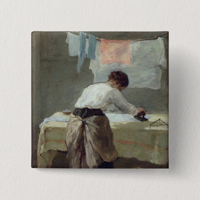 Woman Ironing 15 Cm Square Badge (Front)