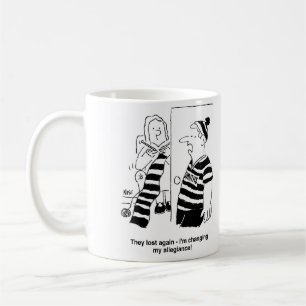 Woman is Knitting a Scarf for Football Fan Coffee Mug