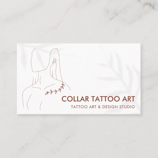 Woman Jewellery Store Plant Collar Bone Tattoo Business Card (Front)
