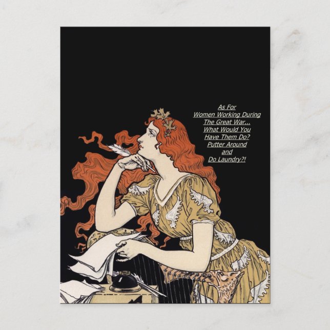 Woman Journalist at Her Desk Postcard (Front)