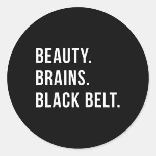 Woman Karate Black Belt Black Belt Classic Round Sticker