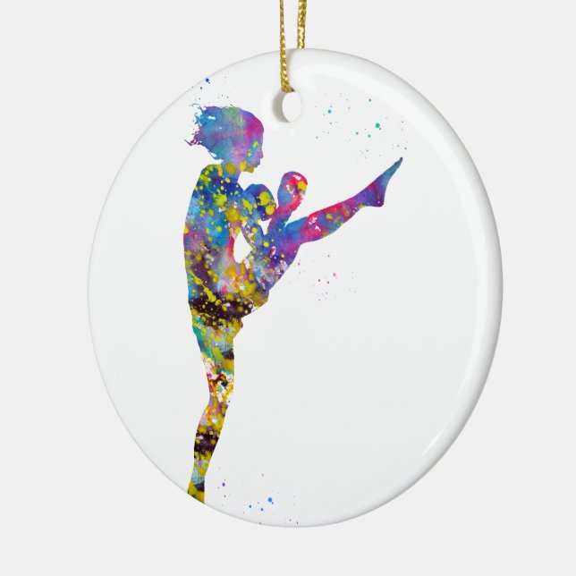 Woman kickboxer ceramic tree decoration (Left)