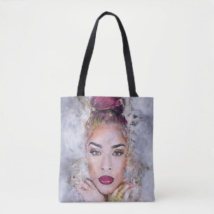 Woman Lady Face Lip Eye Lipstick Paper Paint News Tote Bag