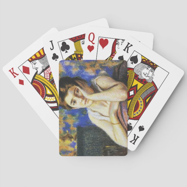 Woman Leaning on a Chair Playing Cards (Back)