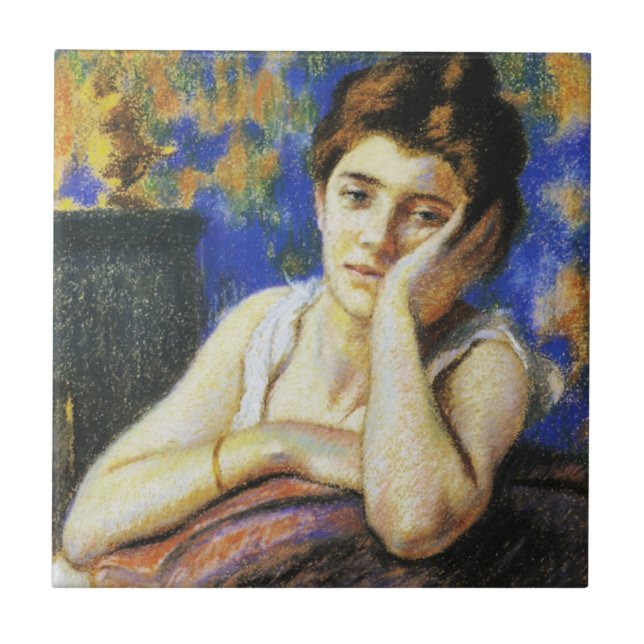 Woman Leaning on a Chair Tile (Front)