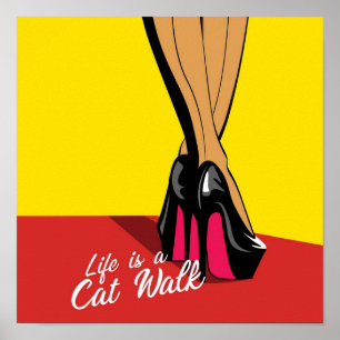 Woman legs in fashion high heels shoes Pop art ill Poster