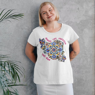 Woman Life Freedom   Persian Tiles Red T-Shirt