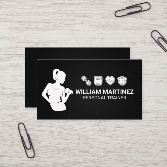 Woman Lifting | Fitness Icons  Business Card (Front/Back In Situ)