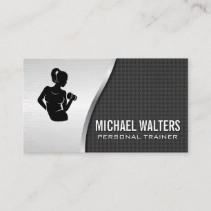 Woman Lifting Weight Personal Trainer Business Card