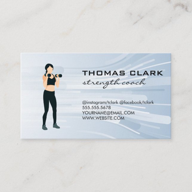 Woman Lifting Weights | Fitness Business Card (Front)