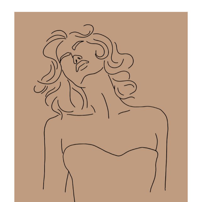 WOMAN LINE ART BLACK AND BEIGE HOME DECOR PRINT (Creator Uploaded)