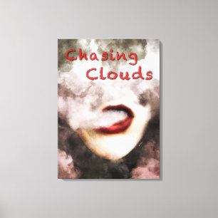 Woman Lips Clouds Vape Grunge Wrapped Canvas