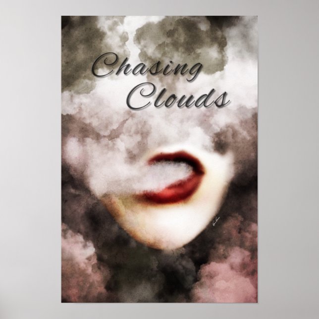 Woman Lips Clouds Vape Premium Poster (Front)