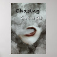 Woman Lips Clouds Vape Premium Poster Print