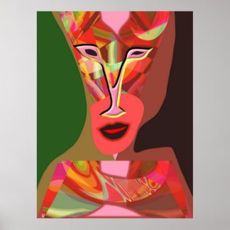 Woman listening to hot music poster