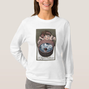 Woman Looking in Wood Barrel T-Shirt