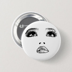 Woman looking Up Face Makeup Beauty Art 6 Cm Round Badge