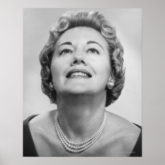 Woman Looking Up Poster
