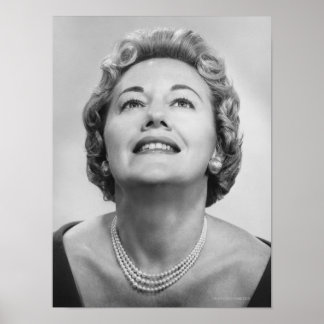 Woman Looking Up Poster