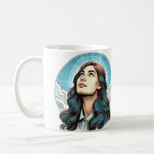 Woman Looking up To heaven Colour illustration Art Coffee Mug
