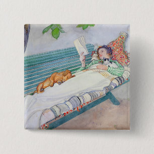 Woman Lying on a Bench, 1913 (w/c on paper) 15 Cm Square Badge