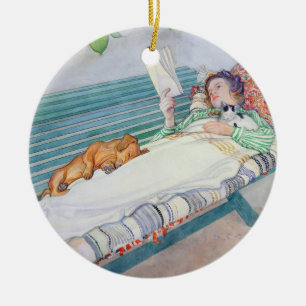 Woman Lying on a Bench, 1913 (w/c on paper) Ceramic Tree Decoration