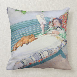 Woman Lying on a Bench, 1913 (w/c on paper) Cushion