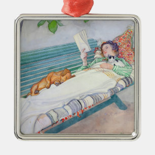 Woman Lying on a Bench, 1913 (w/c on paper) Metal Tree Decoration