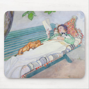 Woman Lying on a Bench, 1913 (w/c on paper) Mouse Mat