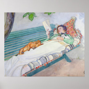 Woman Lying on a Bench, 1913 (w/c on paper) Poster