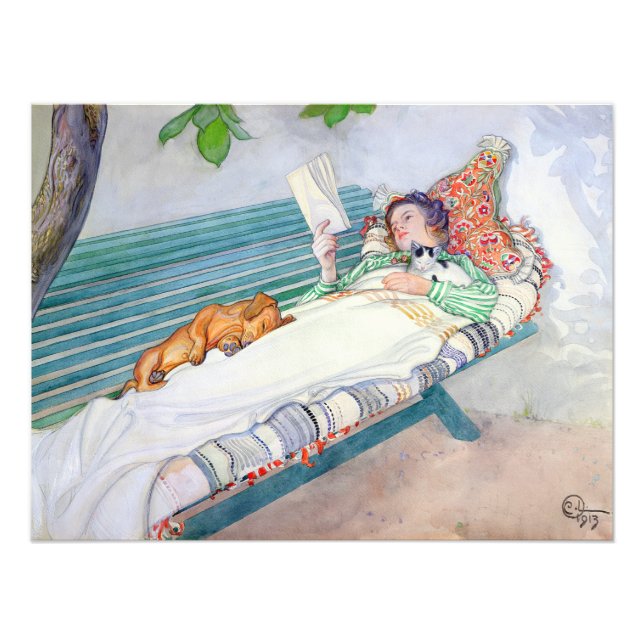 Woman Lying on a Bench by Carl Larsson Photo Print (Front)