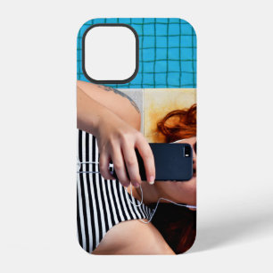 Woman lying on brown floor iPhone 12 case