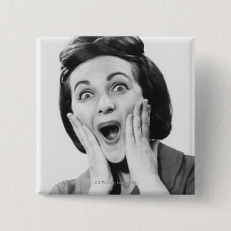 Woman Making Face 15 Cm Square Badge