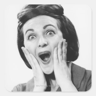 Woman Making Face Square Sticker
