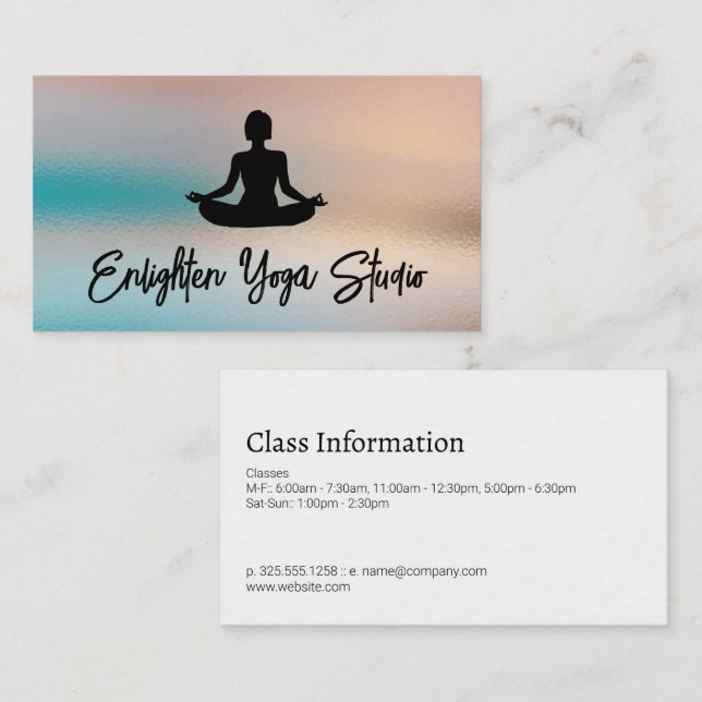 Woman Meditating | Abstract Shimmer Background Business Card (Front/Back)
