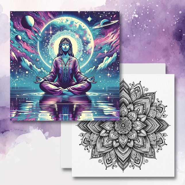 Woman Meditating Spiritual Serene Art Card (Creator Uploaded)