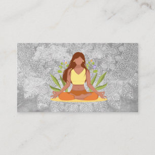 Woman Meditating Tribal Pattern Business Card