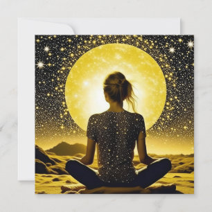 Woman Meditation Under the Moon Celestial