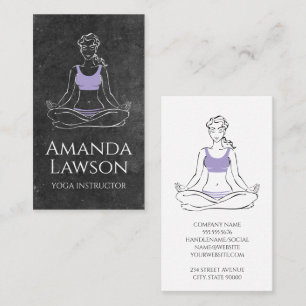 Woman Meditation Yoga   Slate Business Card