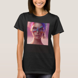 Woman Mermaid Colorful Fins Pink Sunset Travel Isl T-Shirt