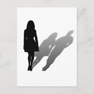 Woman Missing Man Silhouette Postcard