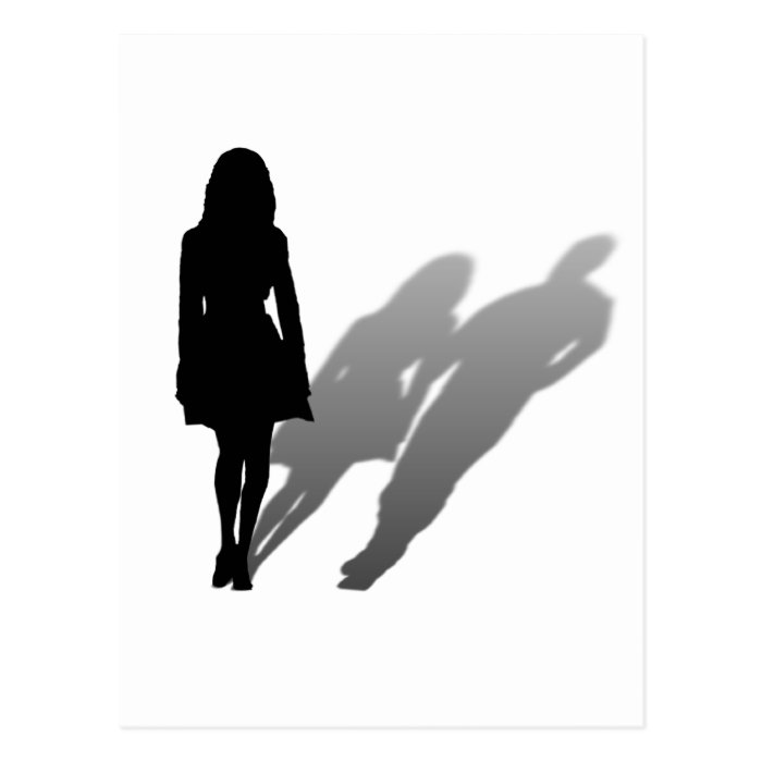Woman Missing Man Silhouette Postcard | Zazzle