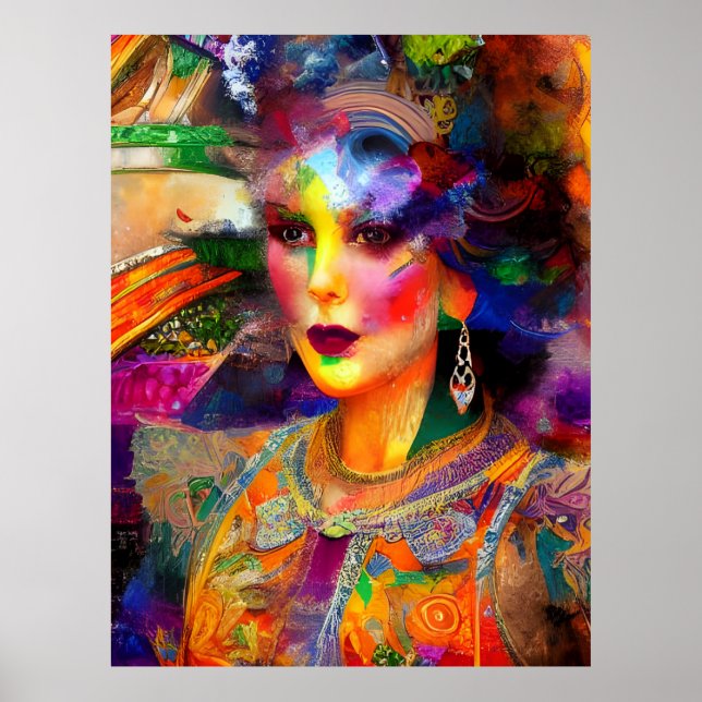 Woman Mixed Media Collage Poster (Front)