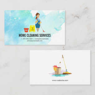 Woman Mopping   Cleaning Services Business Card