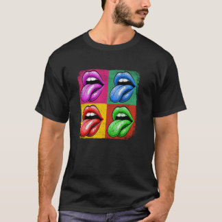 Woman Mouth Tongue Lips Pop Art Artwork Modern T-Shirt