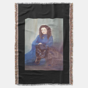 Woman n Black Panther Throw Blanket