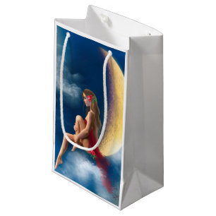 woman night fairy on moon small gift bag