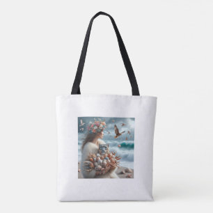 Woman Ocean Snow Leopard Tote Bag