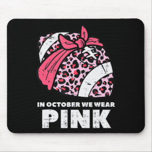 Woman October We Wear Pink Football Breast Cancer Mouse Mat